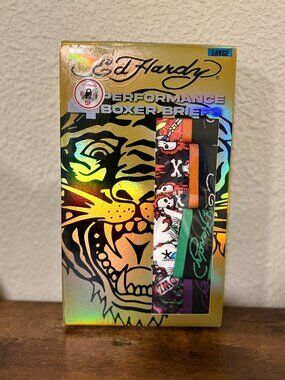 Ed Hardy Performance Boxer Briefs 5 Pack Size Large Tiger Graphic NWT